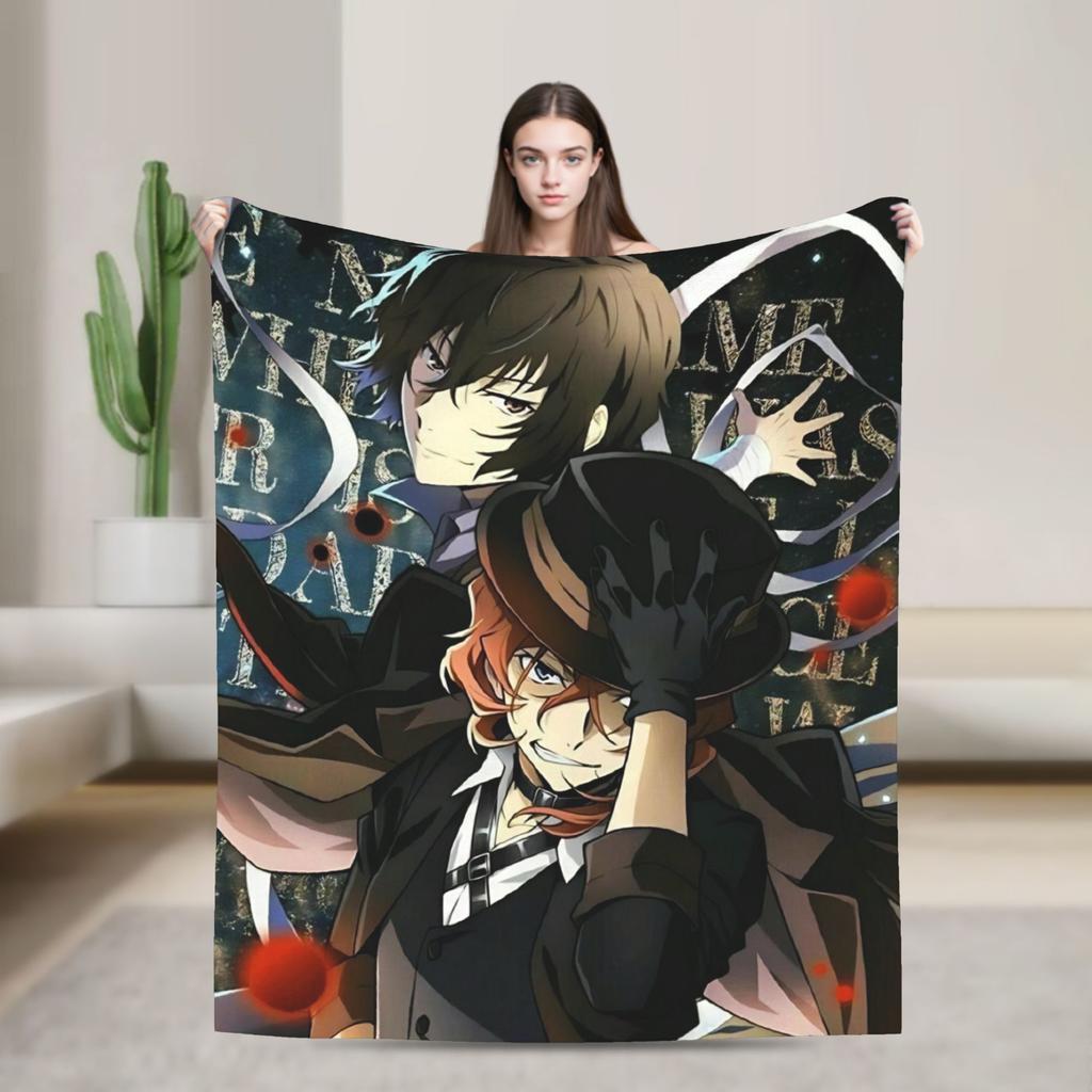 Anime Bungo Stray Dogs Blanket Fleece Winter Multi-function Lightweight Throw Blanket for Home Office Bedspreads