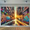 1 urban graffiti street scene background fabric, multi-functional and reusable polyester fiber, suitable for all seasons