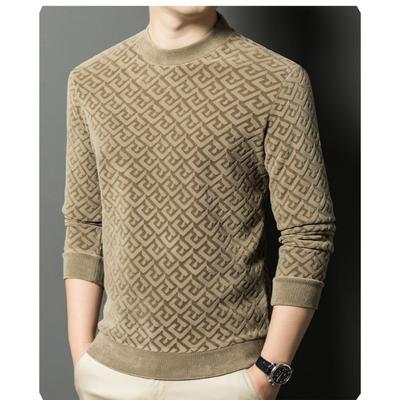 Vinter High-end Ny Herr Rundhals Sportkläder Casual Sammetstil Varm Långärmad Skjorta