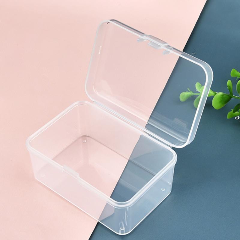 Mini Plastic Box Rectangular Transparent Packing Box Dustproof Durable Jewelry Id Card Parts Storage Box
