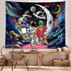 2D Space Party Backdrop Astronaut On Lunar Surface with Planets and Rocket for Birthday