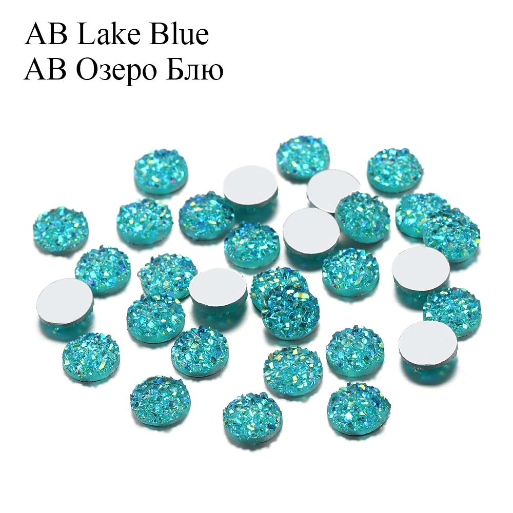 50Pcs/Lot 8mm Mix Colors Natural Ore Style Cabochons Convex Flat Back Resin Half Round Cabochons For DIY Jewelry Making Supplies