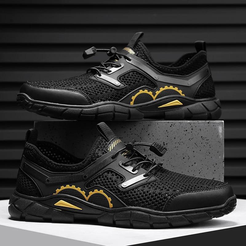 Miękkie Antypoślizgowe Męskie Sneakersy Outdoorowe Letnie Męskie Buty Oddychające Męskie Casualowe Mokasyny Rekreacyjne Do Chodzenia Siateczkowe Obuwie Ażurowe Płaskie