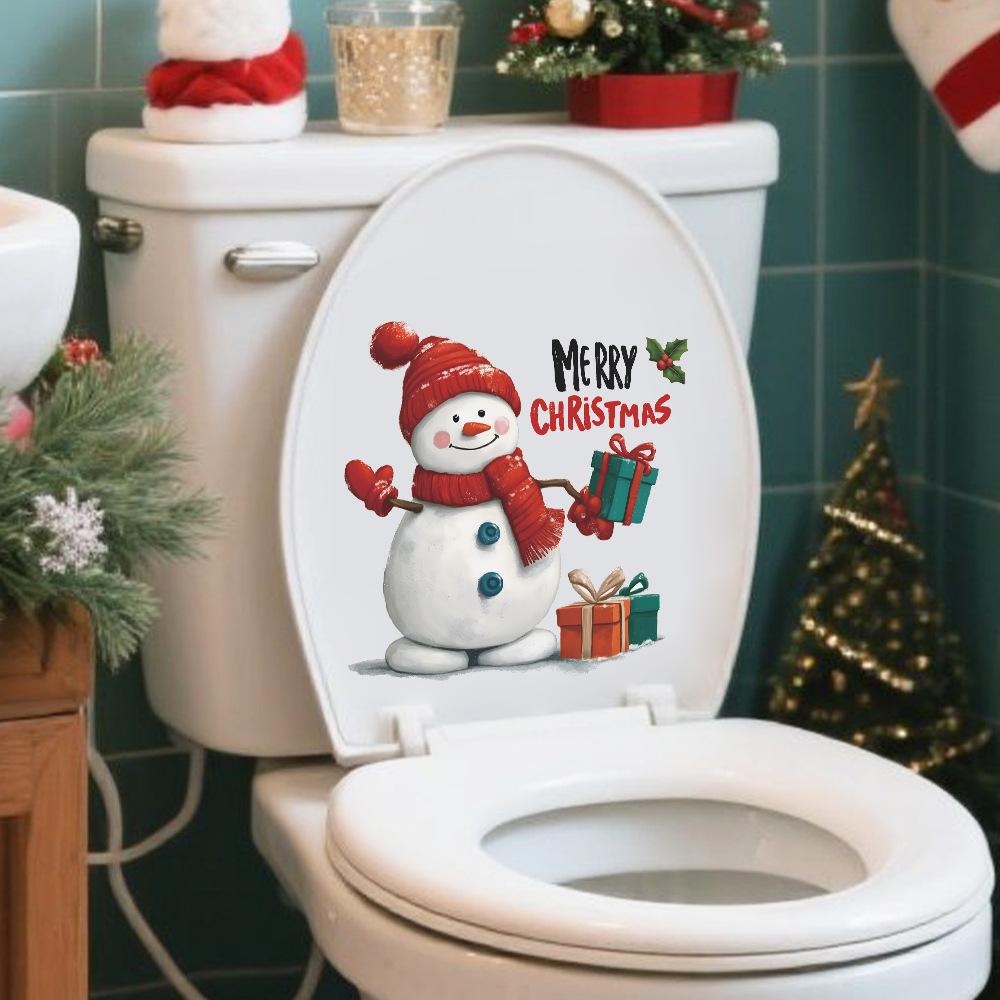 Weihnachten Cartoon Schneemann Geschenke Badezimmer Toilette WC Dekorative Aufkleber