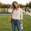 Dames geruit loszittend knoophemd met lange mouwen casual top