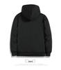 Men's Black Lambswool Thick Winter Hooded Coat with Zipper - Versatile, Loose-Fit Hoodie