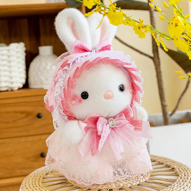 Super cute Lisa rabbit plush toy girl sleeping rag doll flower skirt rabbit doll grab machine activity throwing