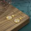 Classic Palace Style Earrings Copper Gold Plated Imitation Hotan Jade Earrings China-Chic Bamboo Leaves Premium Earrings Jewelry