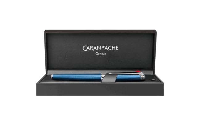 CARAN D'ACHE Leman Slim Grand Bleu Fountain Pen, Medium Nib, 4791-168, Officially Imported