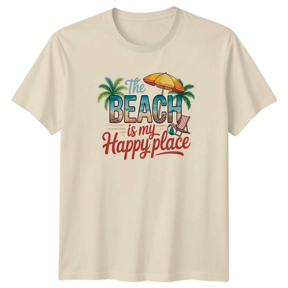 The Beach Is My Happy Place Travel Vacation Unisexs TShirt Unisexs Tee Graphic