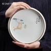 Chinese Ru Kiln Ceramic Tea Tray Teapot Teacup Mat Cute Cat Pot Bearing Round Gaiwan Tray Household Tea Set Decors Accessories