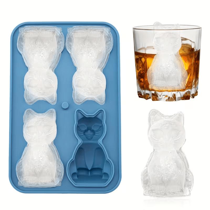 Cute Cat Paw Silicone Ice Cube Tray, Food Grade BPA-Free Easy Release Ice Mold for Whiskey, Cocktails, Home Bar, Kitchen