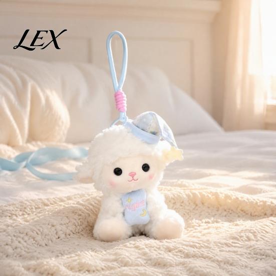Plushie Gift for Girls Goodnight Sheep Plush Keychain, Cute Sleepy Lamb Stuffed Toy with Nightcap, Fluffy Keyring Soft Bag Charm Backpack And Nursery