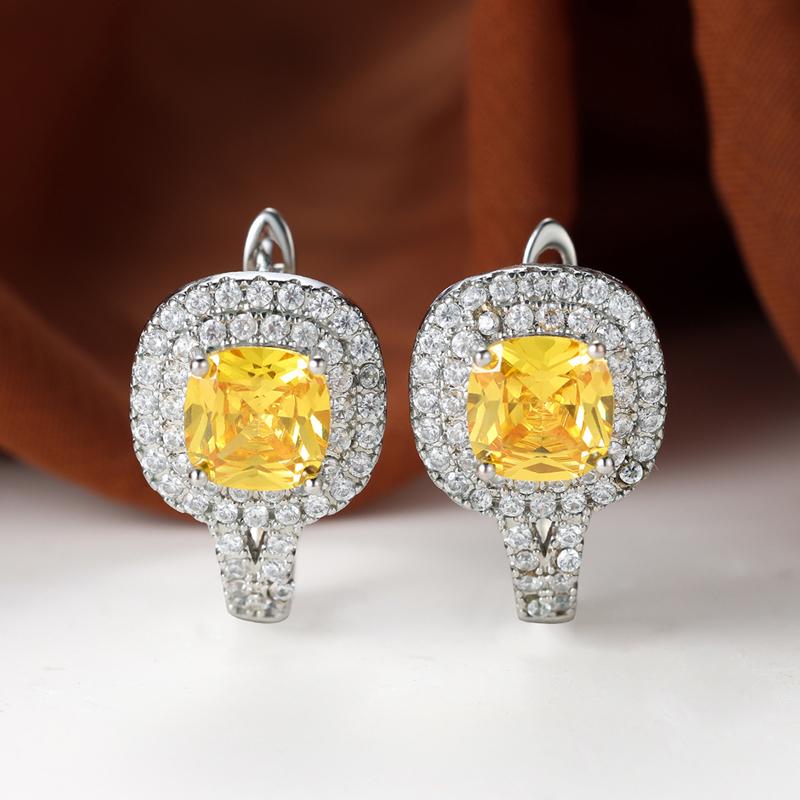 

Элегантные серебряные квадратные геометрические серьги-кольца для женщин, роскошные свадебные серьги с цирконом, ювелирные изделия жёлтый