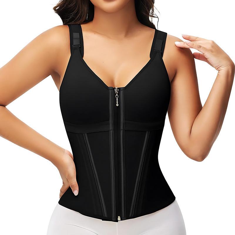 Body Sculpting Slimming Tummy Control Sports Zipper Shapewear for Women - Enhanced Three-Row Buckle Vest