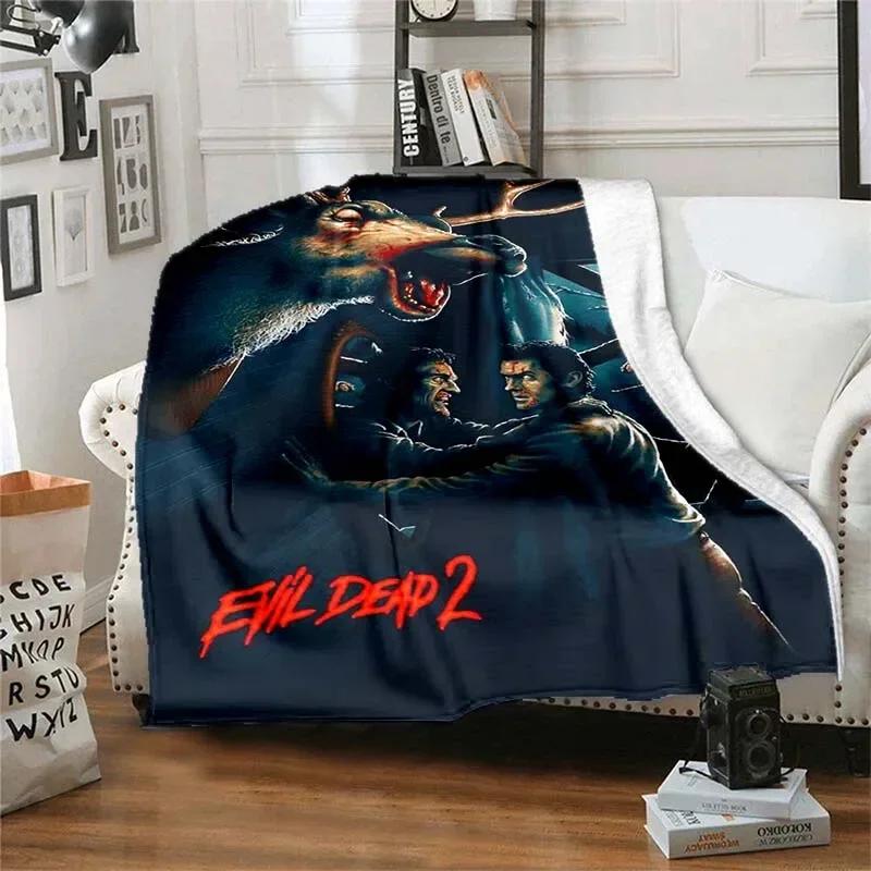 Supernatural Horror Movie Evil Dead Square Print Blanket Soft Cozy Bed Blanket , for Family Outdoor Picnic Trips Warm Gift