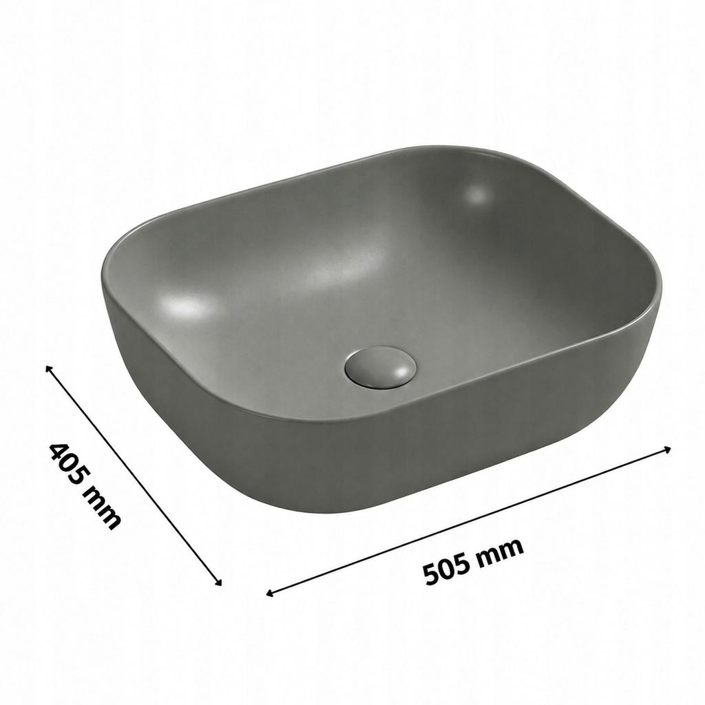 Bella countertop washbasin 50.5X40.5 CM oval grey matt