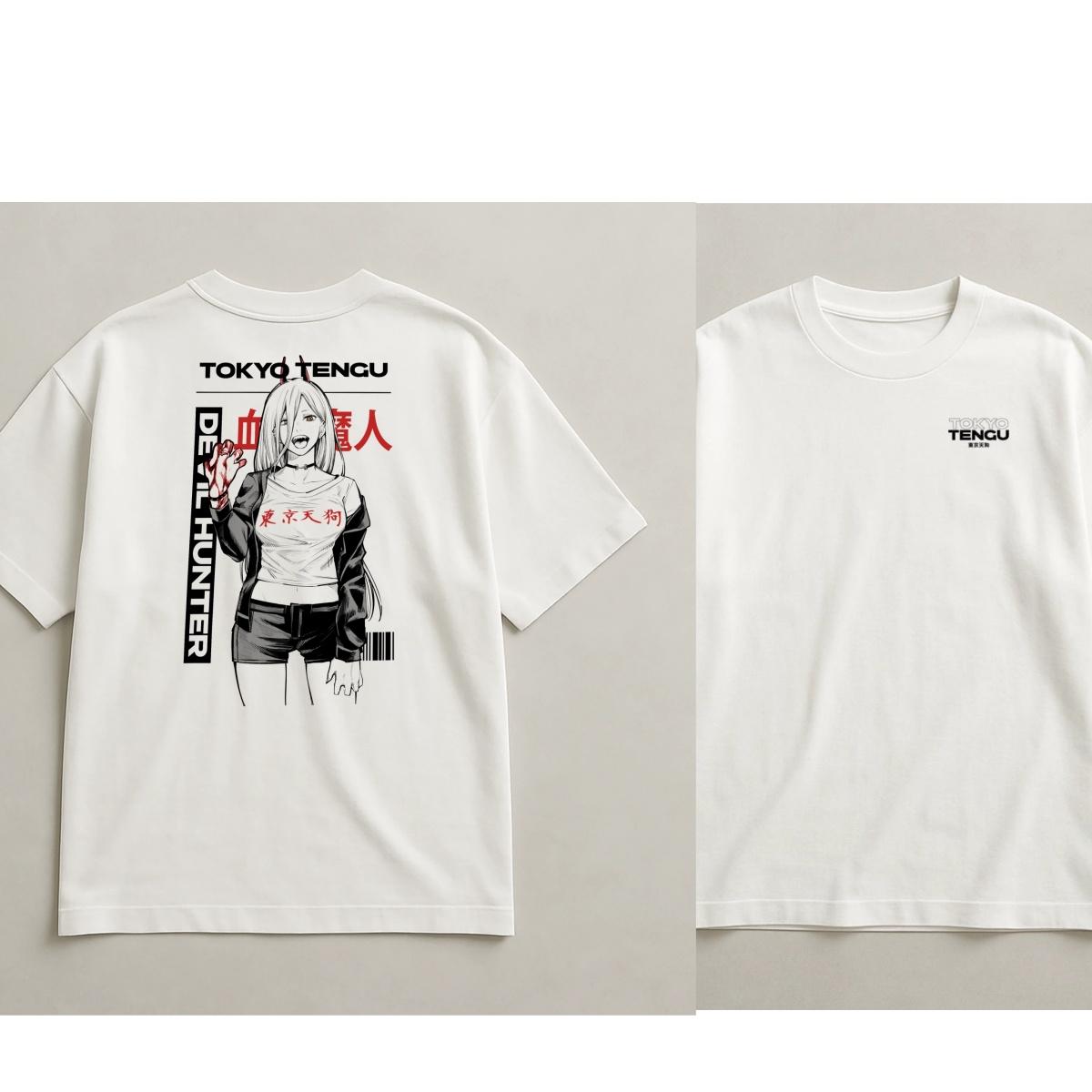 

POWER Anime Character Y2K Fashion Street Trend Casual Tshirt Mens and Womens Luxury Brand Top 4XL
