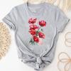 Camiseta de manga corta de acuarela, camiseta de moda, ropa de temporada de primavera con flores, camiseta informal con estampado de mujer de verano para mujer