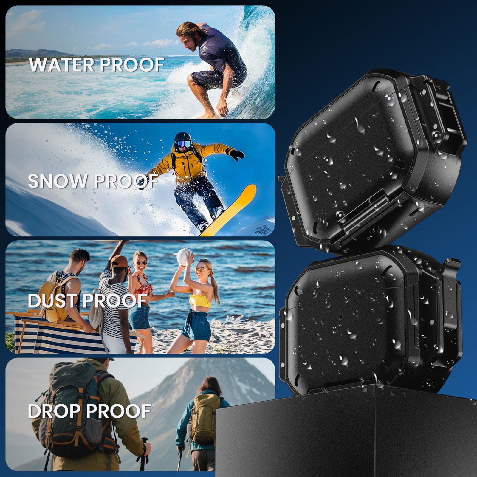 

Full Body Protective for True Wireless Earbuds Featuring Built In Cleaning Pen Safety Lock Design and Carabiner Clip for чёрный