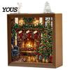 Innen-Haus-Dekoration DIY Weihnachten Acryl-Puzzle Nachtlicht, Holzrahmen Handmontiertes Puzzle Schreibtischlicht Lampe, Kreatives LED für Schlafzimmer