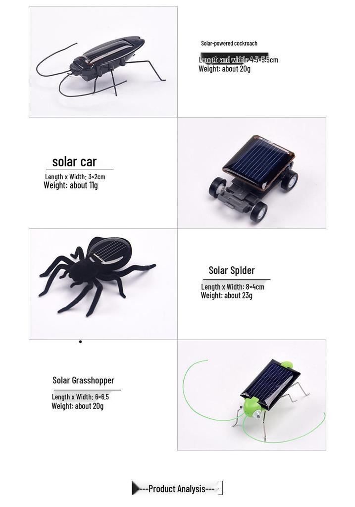 Solar-Powered Insect Toys: Creative Science Experiment Models for Children's Educational Learning