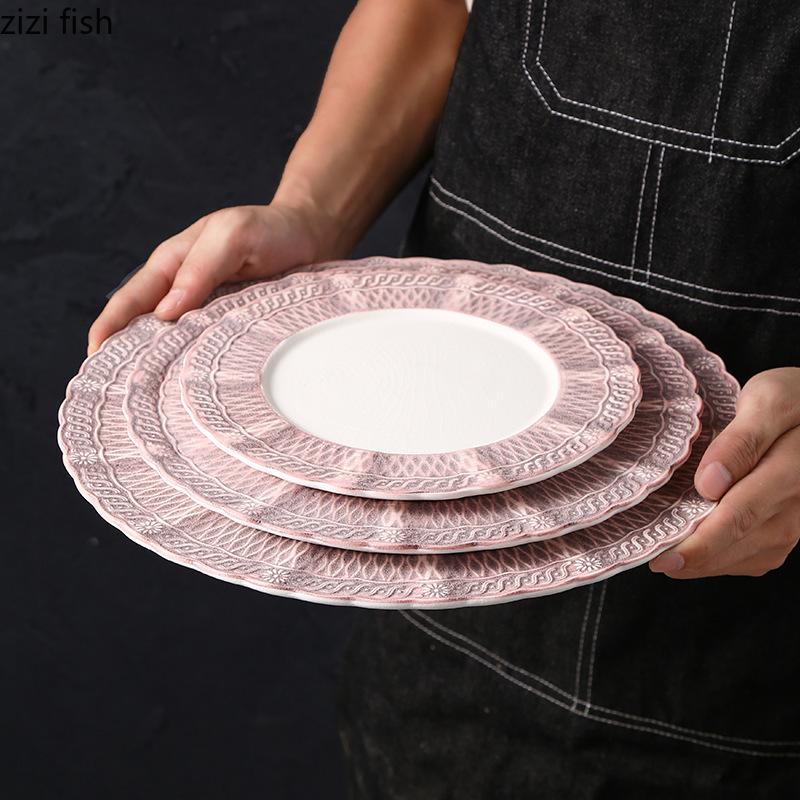Lace Ceramic Dining Plate Serving Plates Pasta Dish Steak Plate Sushi Plates Sting Disc Dessert Bowl Fruit Dish Salad Bowl