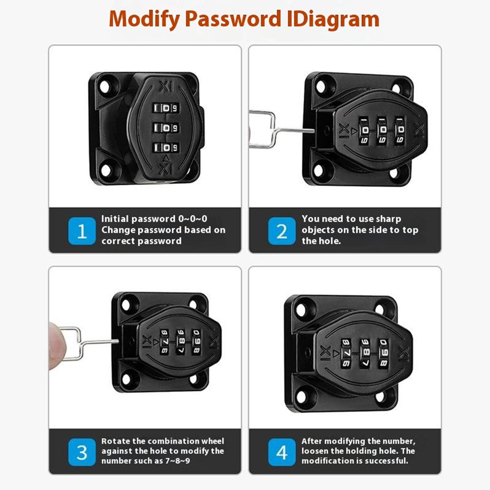 Cabinet Door Password Lock Drawer Lock 3 Hole 4 Inch Screw Installation/No Drill Adhesive Anti-Theft Security For Furniture