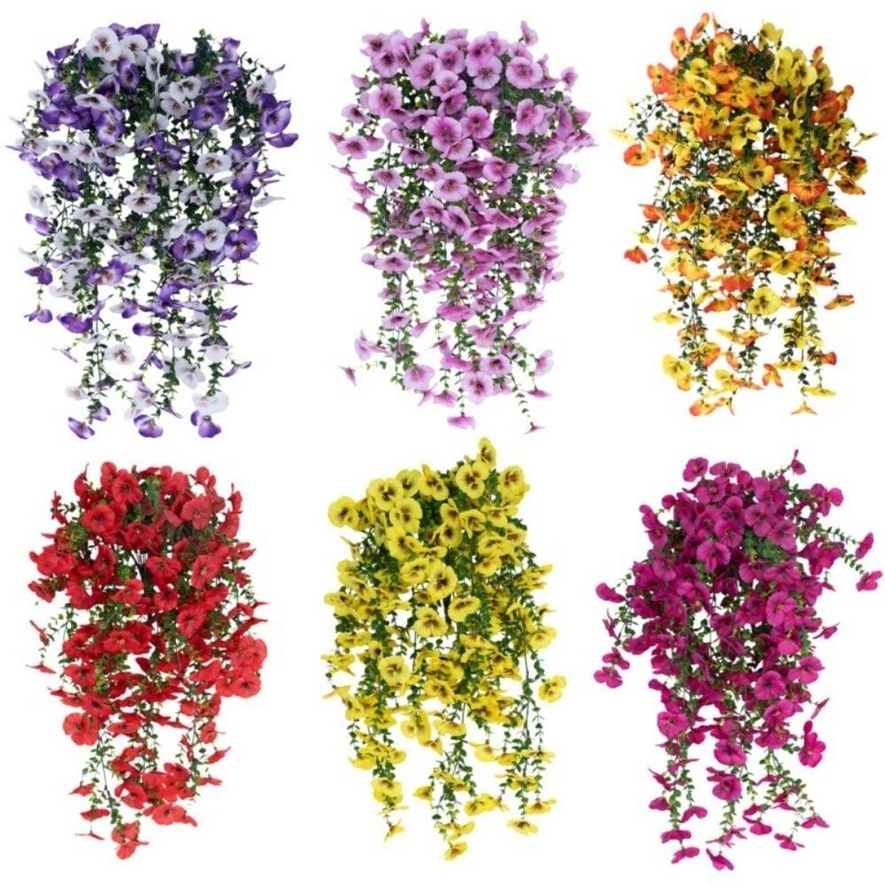 New Multicolor Artificial Flower DIY Lifelike Fake Flower Hanging Viola Tricolor Plants Wreath Wall Hanging Ornament