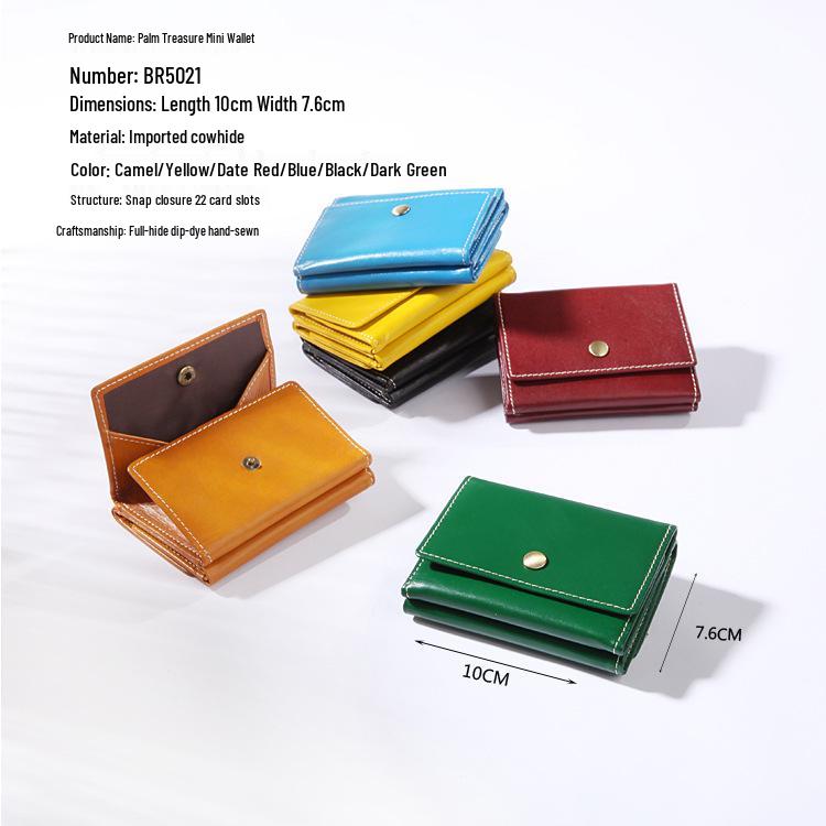 2025 Genuine Leather Mini Short Wallet - Trendy Unisex Ins Style