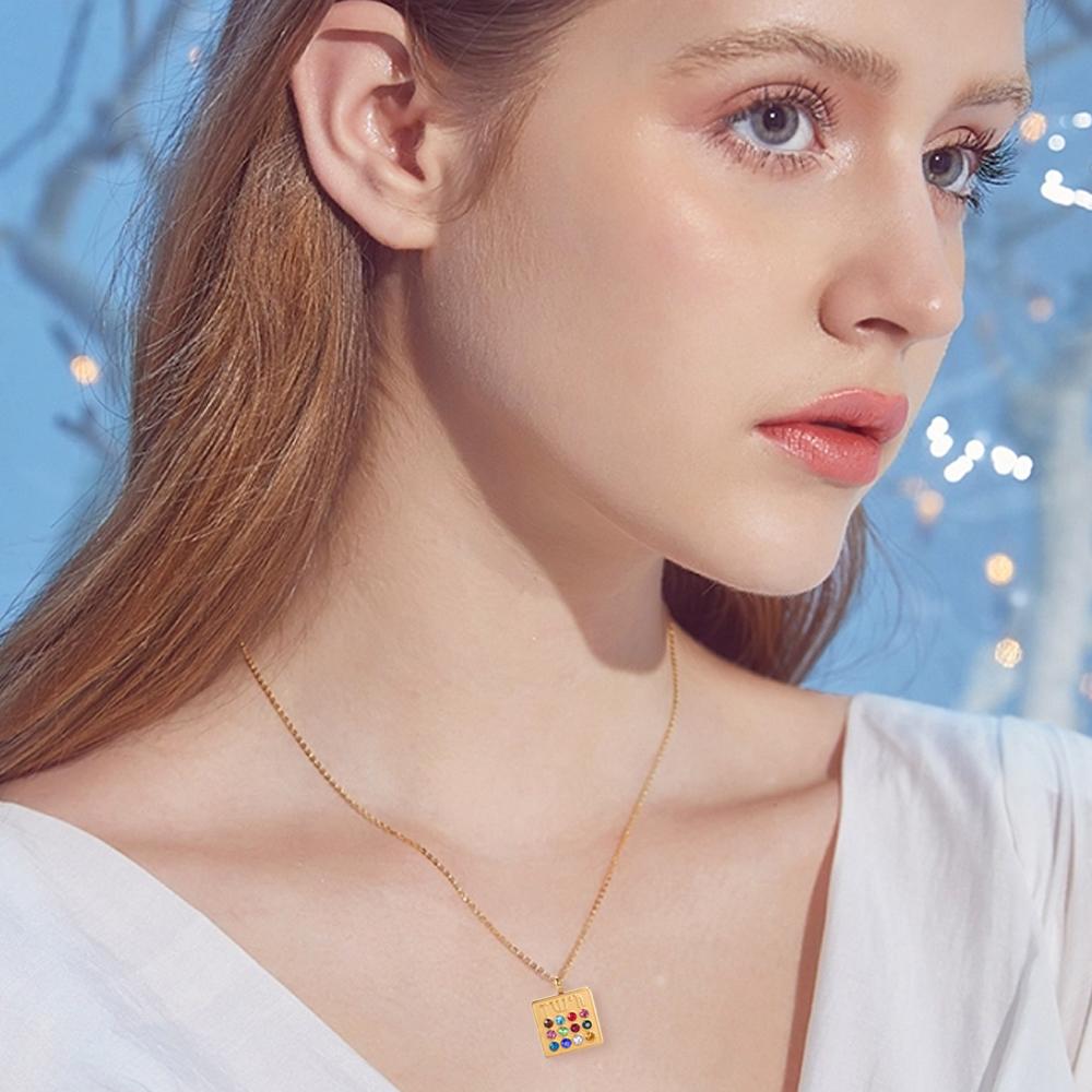 EUEAVAN Je 12 Tribes High Priest Necklaces Stainless Steel Hebrew Letter Inscription Birthstone Necklace Amulet Jewelry Gift