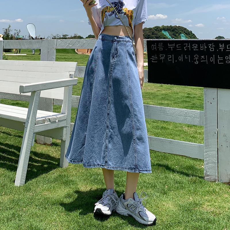 

Женские длинные джинсовые юбки А-силуэта с высокой талией – коллекция весна/лето 2023 г. 5XL светло-синий