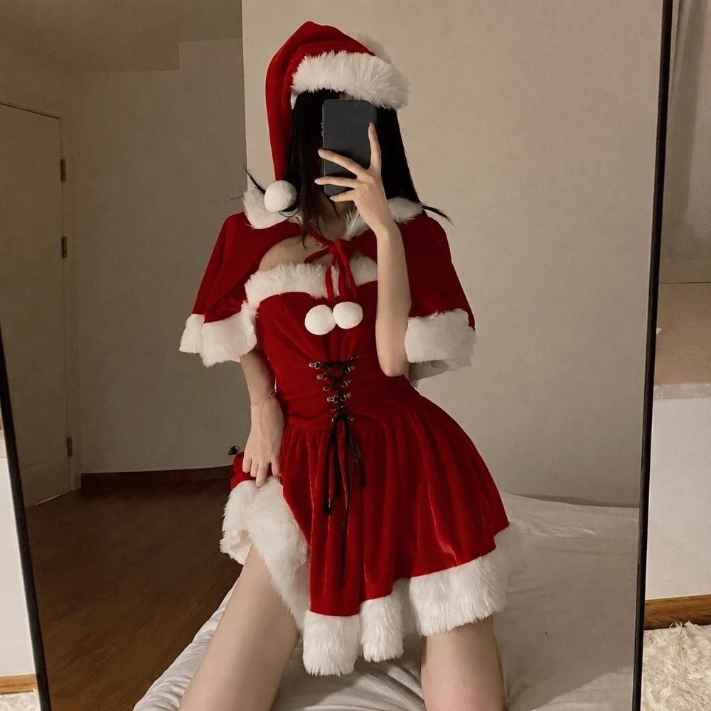 Santa Claus Cosplay Christmas Outfit Gold Velvet Christmas Perform Costume  Nightclub Bar