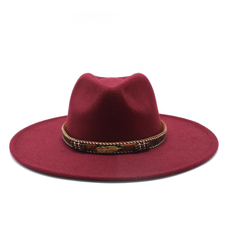 Men And Women Fedora Hat Big Eaves Hat Jazz Hat Spring Women'S Hat Gambler Hat Felt Hat