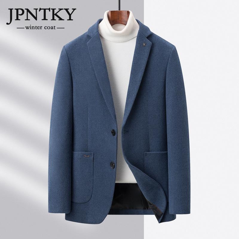 

Осенний мужской шерстяной костюм среднего возраста, деловой повседневный однотонный высококачественный шерстяной костюм, шерстяное мужское пальто, одиночное западное мужское пальто