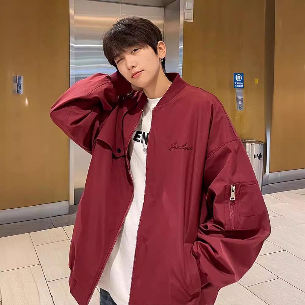 

Spring/Autumn 2024 Men s Baseball Jacket - Trendy High Street Style for Teens Medium красный