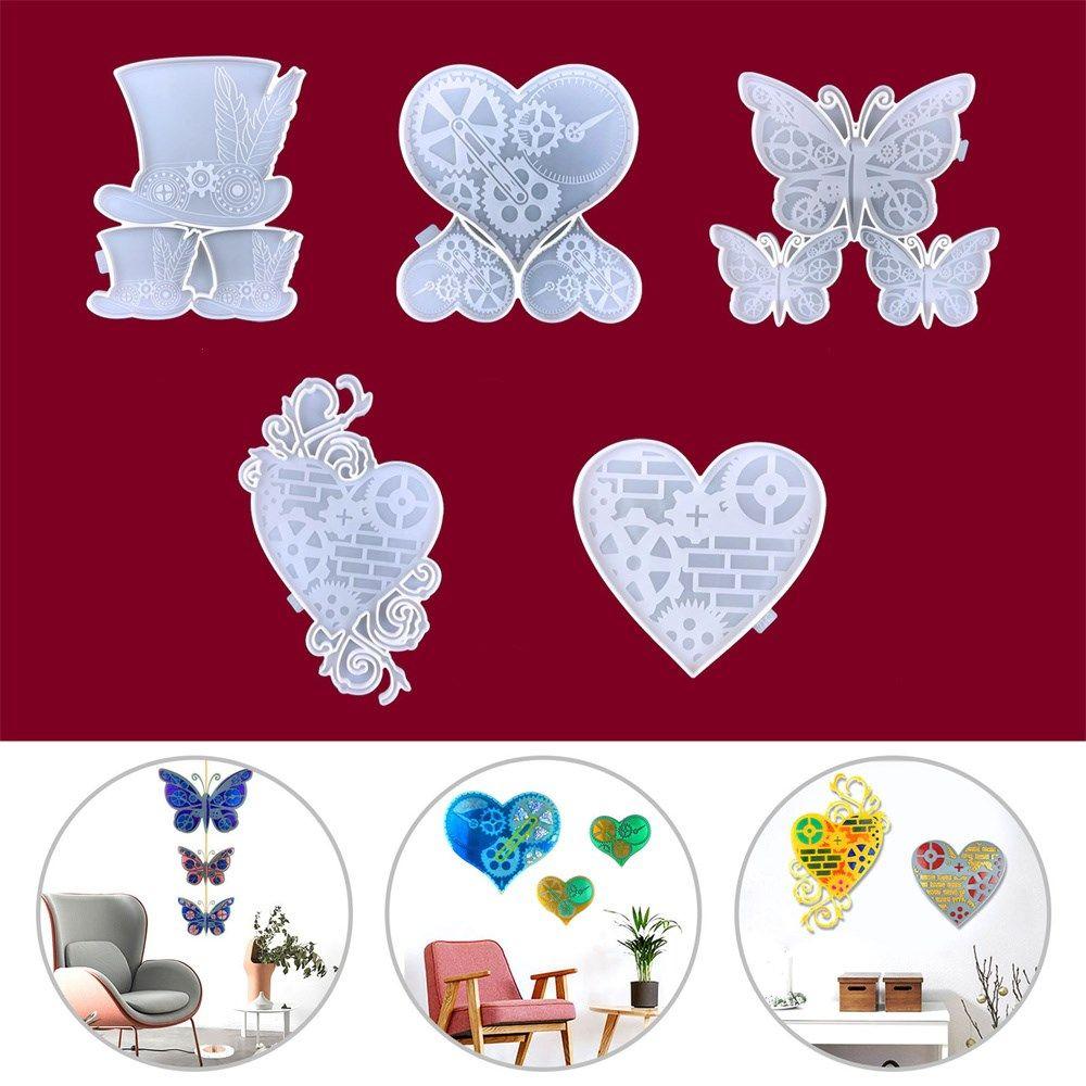 Dekorace Silikonové formy Formy z epoxidové pryskyřice Forma na zavěšení na stěnu Tvar srdce/motýl/klobouk/ozubení