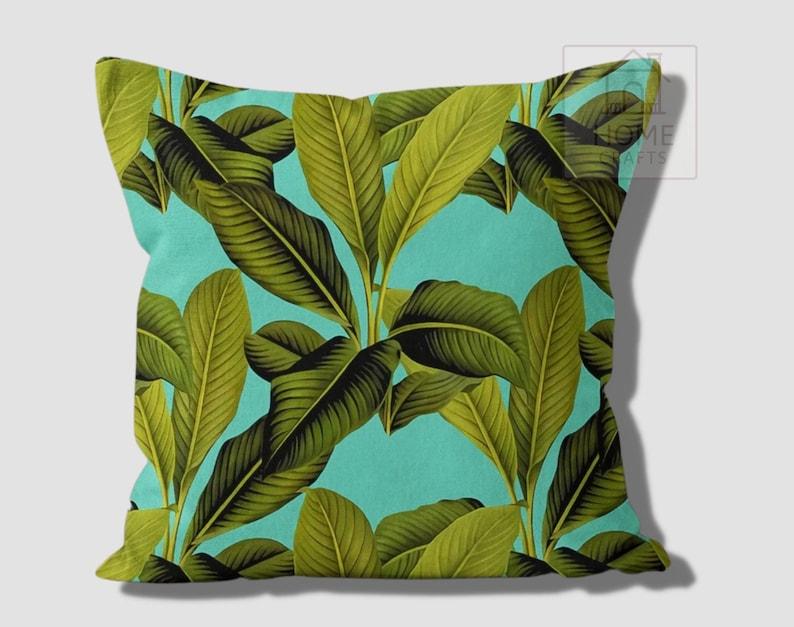 Home Decor Exotic Green Leaf Pattern Digital Printed Pattern Cushion Cover Suitable For Sofa Bedroom Car Pillow Cover