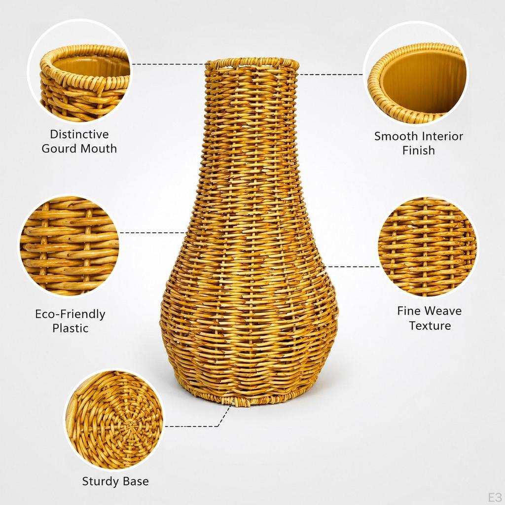 Woven Flower Vase Boho Tabletop Lightweight Plant Holder Floral Arrangement for Indoor Desktop
