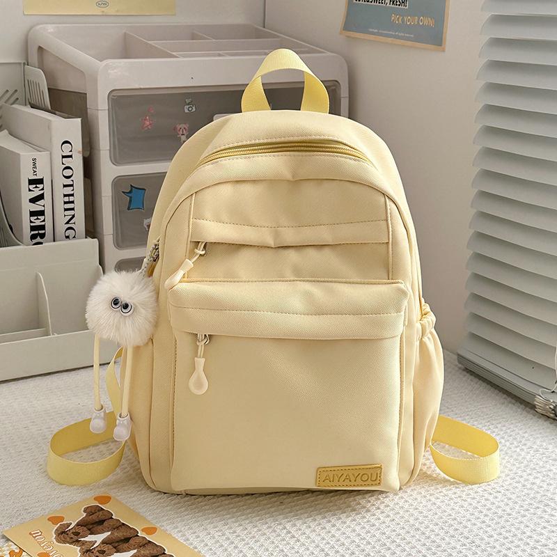 Spring New Simple Solid Color Small Backpack Elementary School Schoolbag Junior High School Commuting Outdoor Travel Backpack
