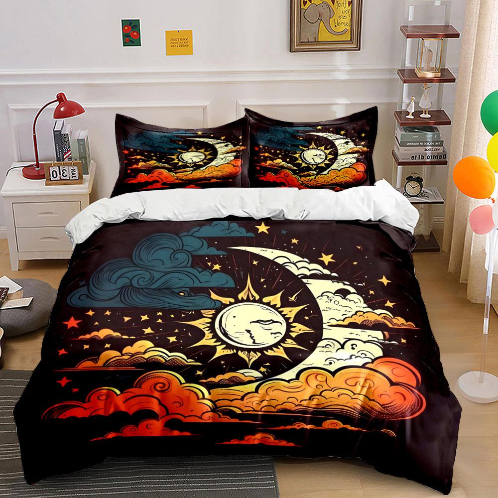 Sun Moon Stars Themed Set Multiple Sizes Kid'S And Adults' Bedroom Exquisite 3Pc Bedding Set, Gift