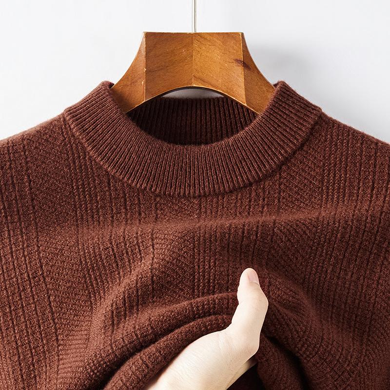 

Осенне-зимний новый свитер из чистой шерсти для молодых и мужчин среднего возраста, свитер из жаккардовой ткани с полуводолазкой, утолщенный свитер из чистой шерсти для мужчин 2XL