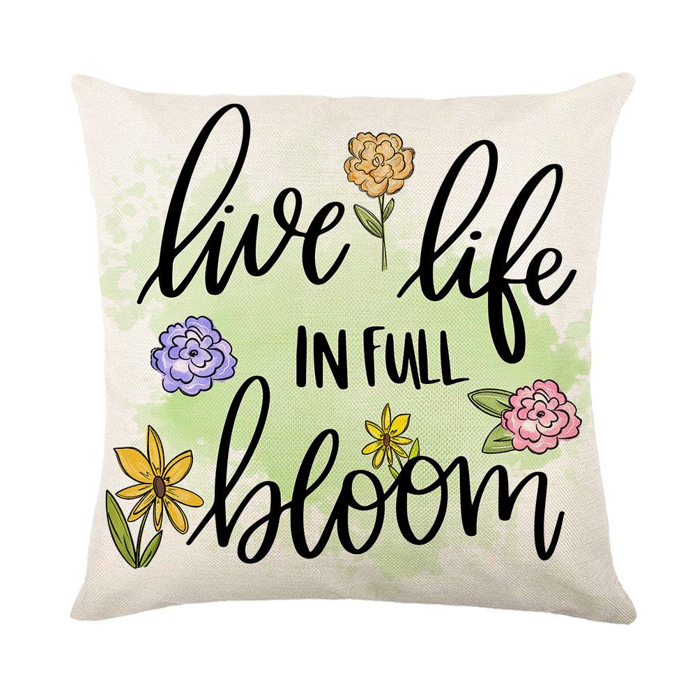 New Spring Printed Pillow Cover Polyester Letter Flower Bouquet Home Cushion Cover Bedroom Cushion Cover