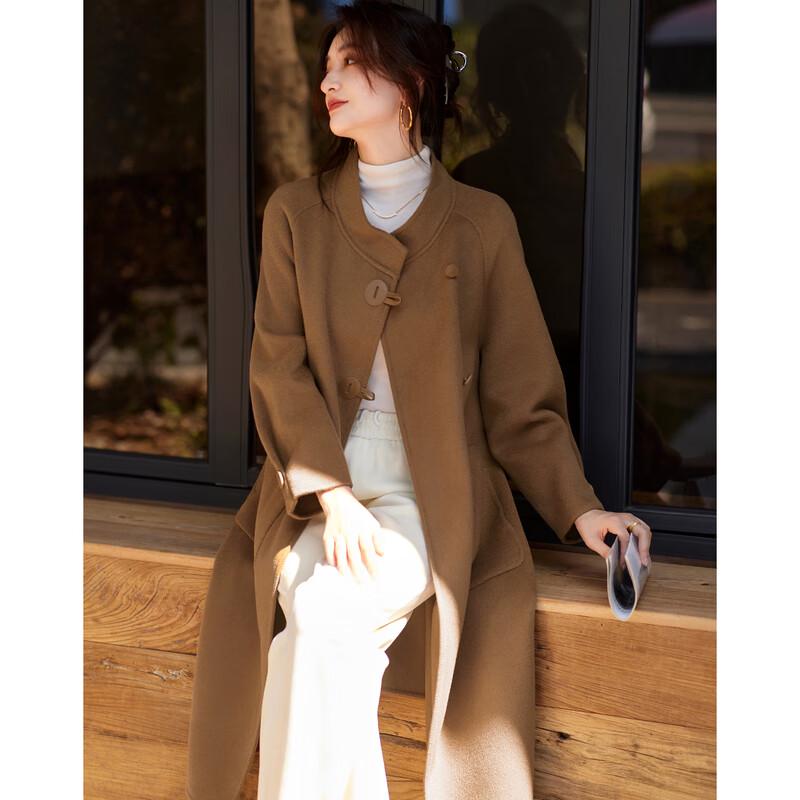 Sishui Nianhua Women's Elegant Mid-Length Wool Blend Coat L22009N1