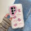 3D Plush Bow Love Fashion Phone Case For Galaxy S25 24 23 22 21 20 10 Ultra Plus S9 A23 06 26 35 36 A53 A54 A55 A56 Note 10 9 8 Case Girl Cute Winter