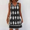 Women Summer Dresses V-Neck Print Sleeveless Sundress Casual Dress