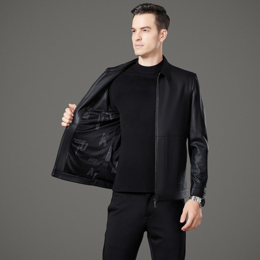 Classic Genuine Leather Jacket Men's Autumn New Sheepskin Jacket Business Casual Fashion Warm Jacket