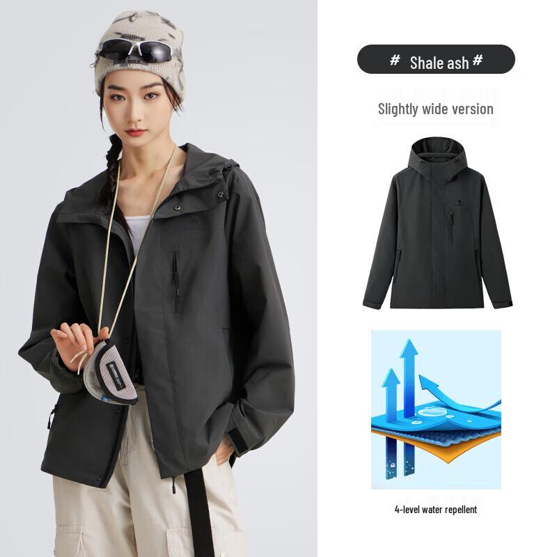 Camel Unisex Outdoor Water-Resistant Hooded Jacket