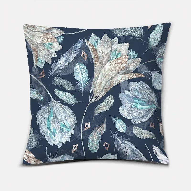 Oil Painting Floral Elegant Ginkgo Leaf Print Series Sofa Decorative Pillowcase Polyester Cushion Cover 45x45 Cm Home Decoration