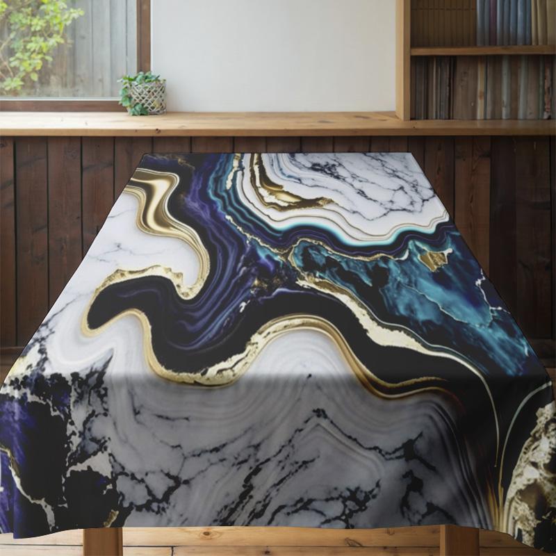 Marble Printed Tablecloth Extra Large Dinner Party Decoration for Dining Room or Office Decor